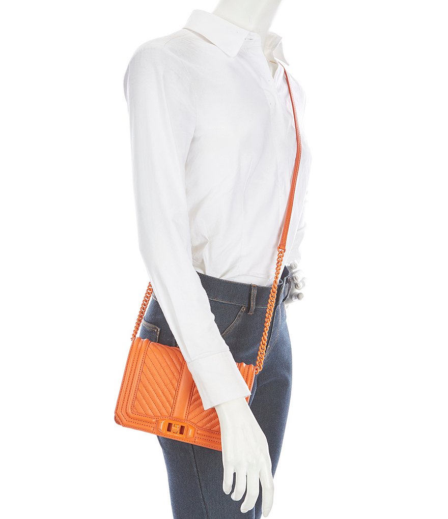 REBECCA MINKOFF Chevron Quilted Small Turn Lock Love Crossbody Bag