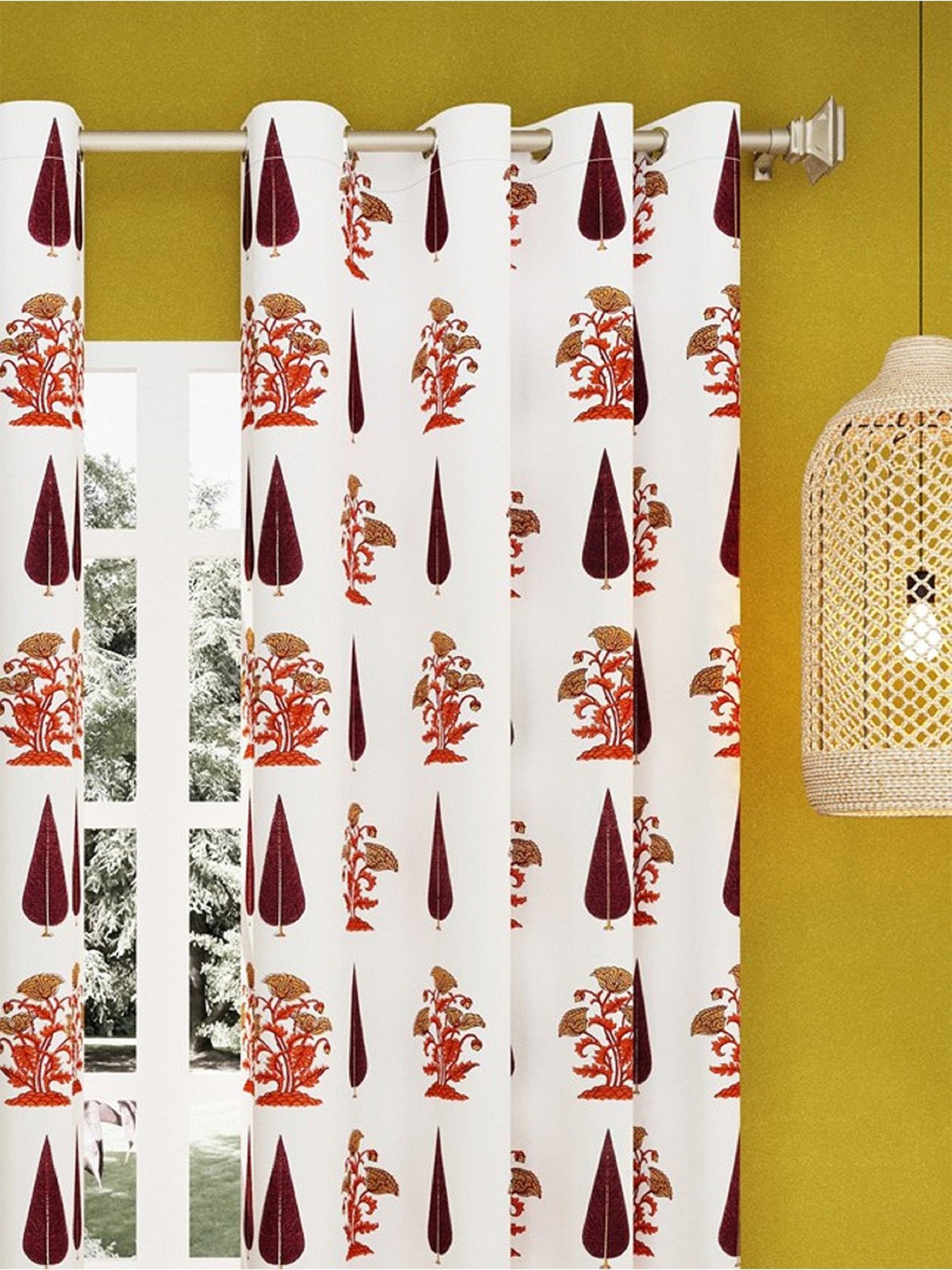 Living Roots Jaipuri Multicolor Cotton 7 ft Door Curtains - Set of 2