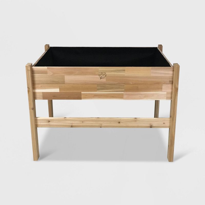 34" High Elevated Rectangular Garden Bed Planter With Fitted Liner Cedar - GRO Products