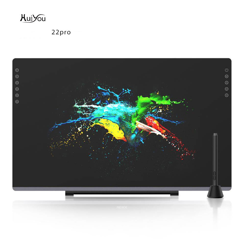 HUIYOU 22PRO 21.5 Inch NEW Graphic Drawing Monitor Full-Laminated Technology Pen Display with 8192 Levels Pen Pressure Come with Glove, Adjustable Stand,8Pen Nibs