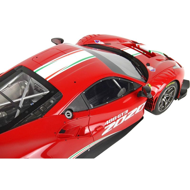 2020 Ferrari 488 GT3 Rosso Corsa 322 Red with Green and Red Stripes & DISPLAY CASE Ltd Ed 128 pcs 1/18 Model Car by BBR