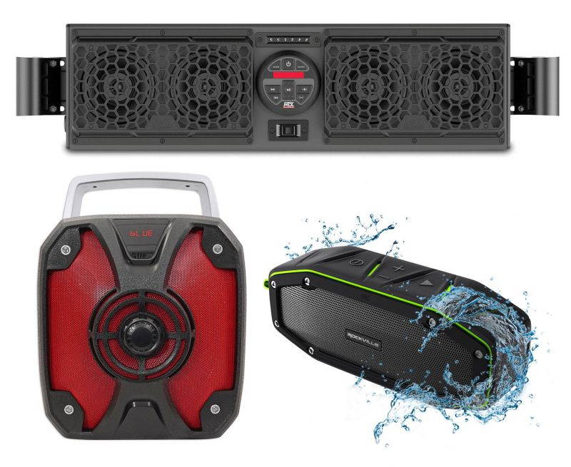 MTX MUDSYS31 Four-Speaker Bluetooth Soundbar for Polaris RZR/ATV/UTV+Rockbox