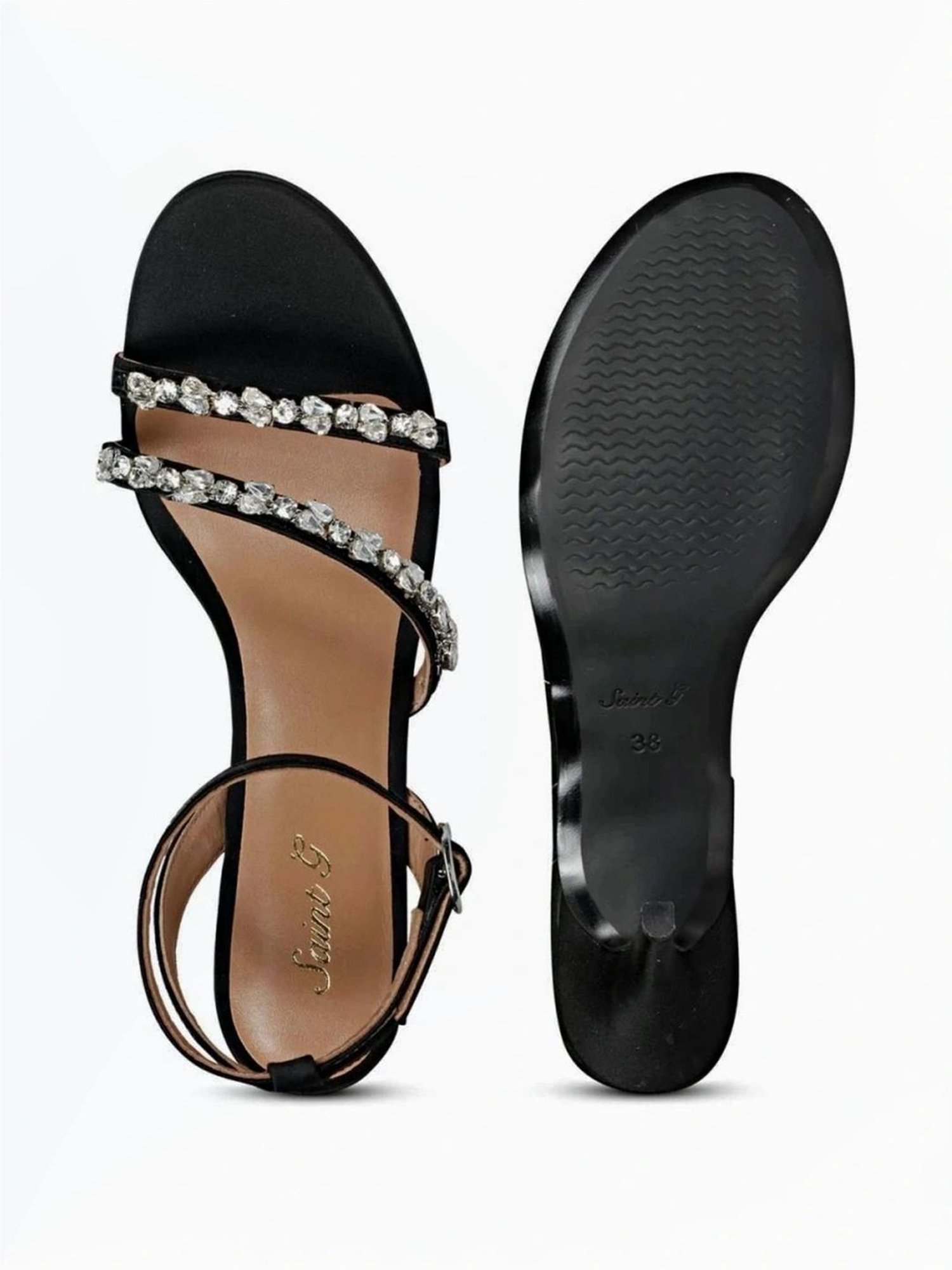 Saint G Women's Isla Black Ankle Strap Stilettos