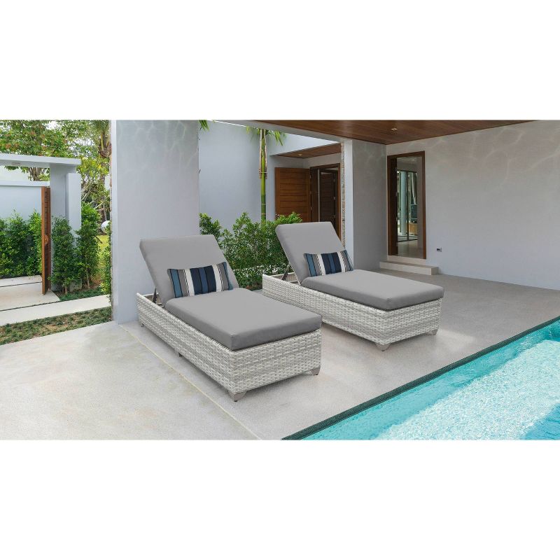 Fairmont 2pk Patio Chaise Lounges - Gray - TK Classics