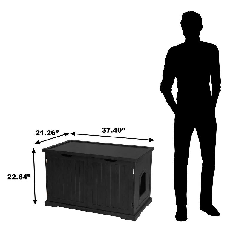 Merry Products Decorative Bench with Enclosed Cat Litter Washroom Box, Black