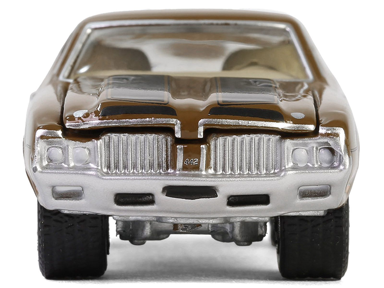 1972 Oldsmobile 442 Brown with Black Stripes "The Complete Escape Machine" "Vintage Ad Cars" Series 11 1/64 Diecast Model Car by Greenlight
