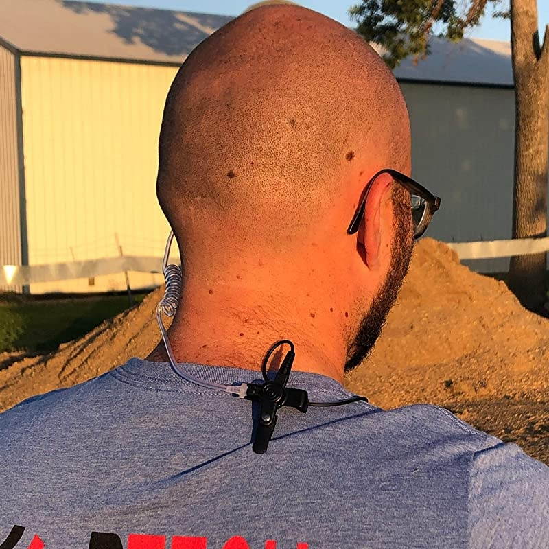 QHM07 Premium Noise Cancelling Earpiece with In-line PTT & Microphone (Includes Earmolds and Earbud) with Clear Acoustic Coil Tube for BaoFeng, , Kenwood Radios (10 Pack) &ndash; Platinum Series