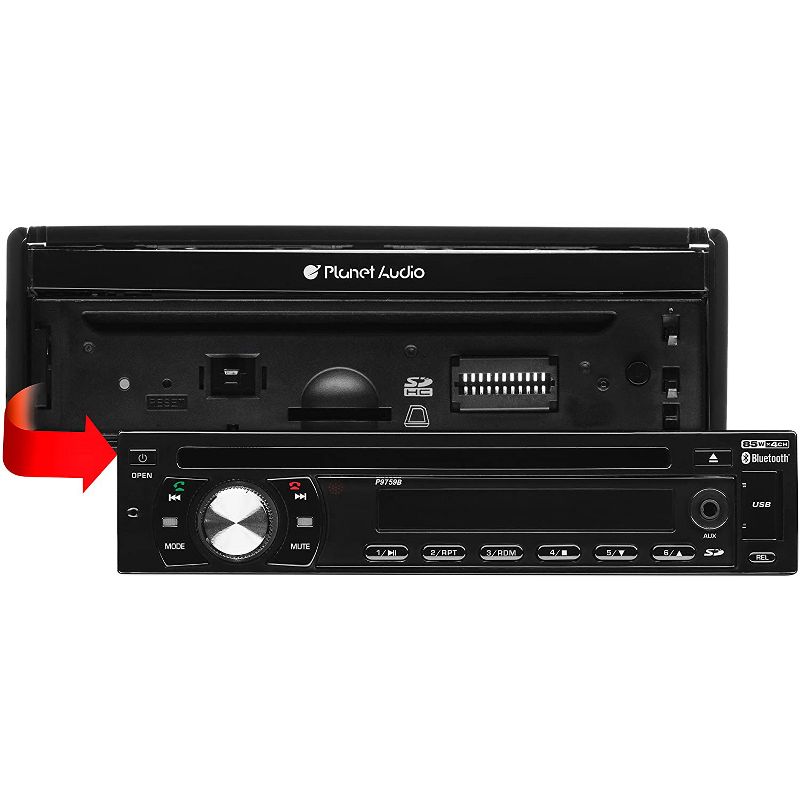 Planet Audio P9759B 7" Single-Din Touchscreen Bluetooth CD/DVD MP3 Car Player USB/SD AUX Receiver with Detachable Front Panel, SWC, & Wireless Remote