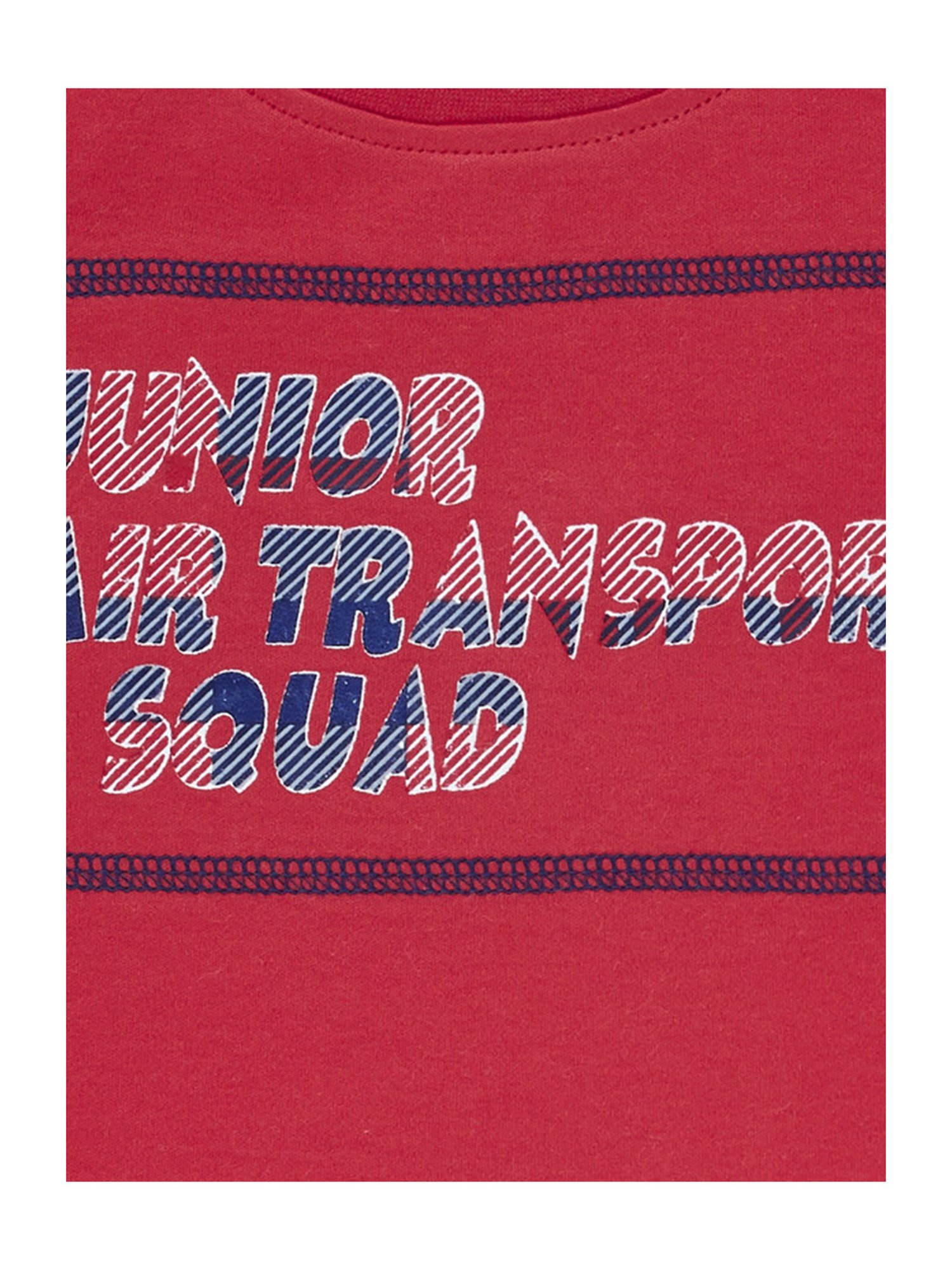 Pranava Kids Red & Denim Cotton Patch Work T-Shirt & Shorts