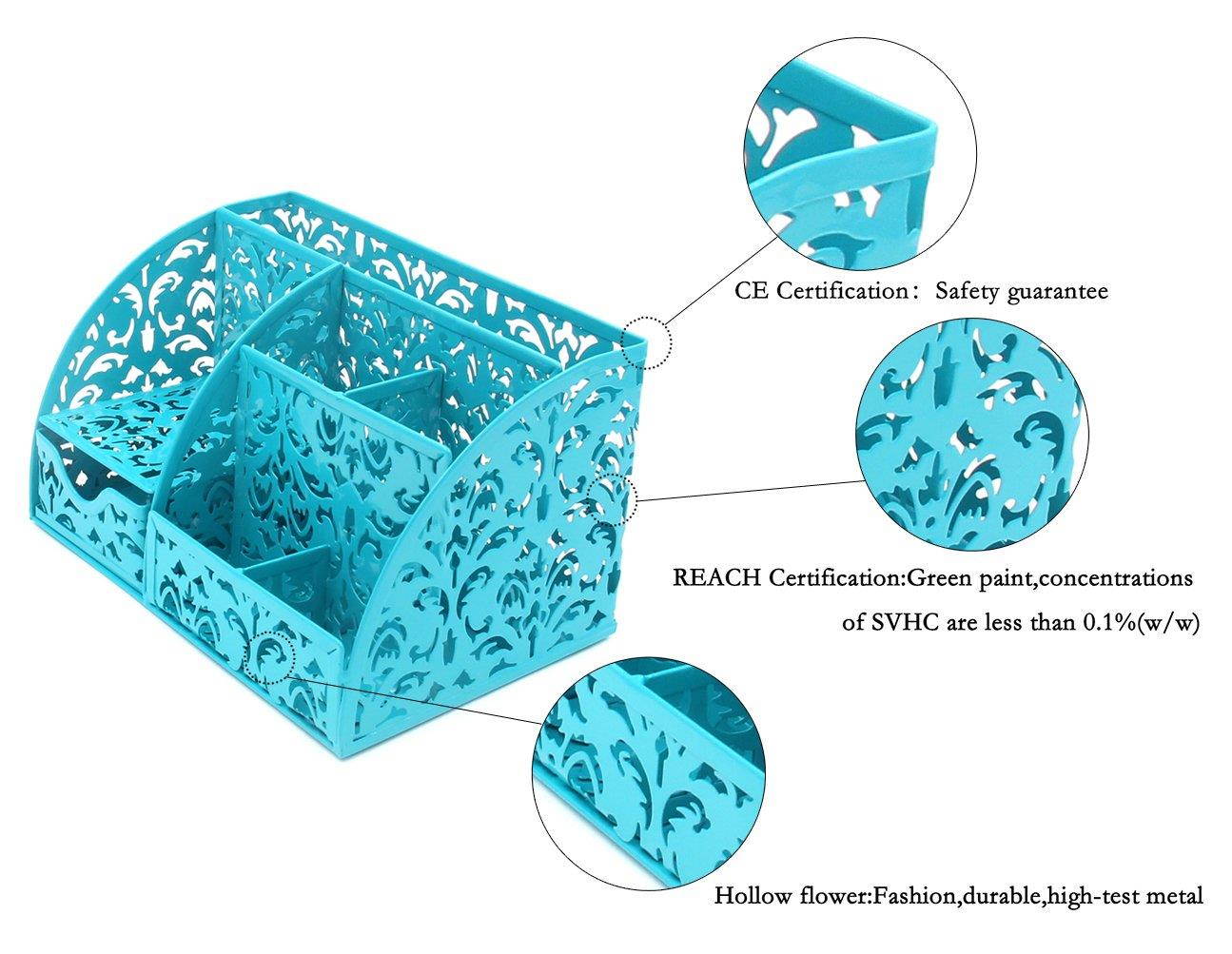 EasyPAG Office Desk Organizer Accessories Caddy with 6 Compartments and Drawer,Dark Teal