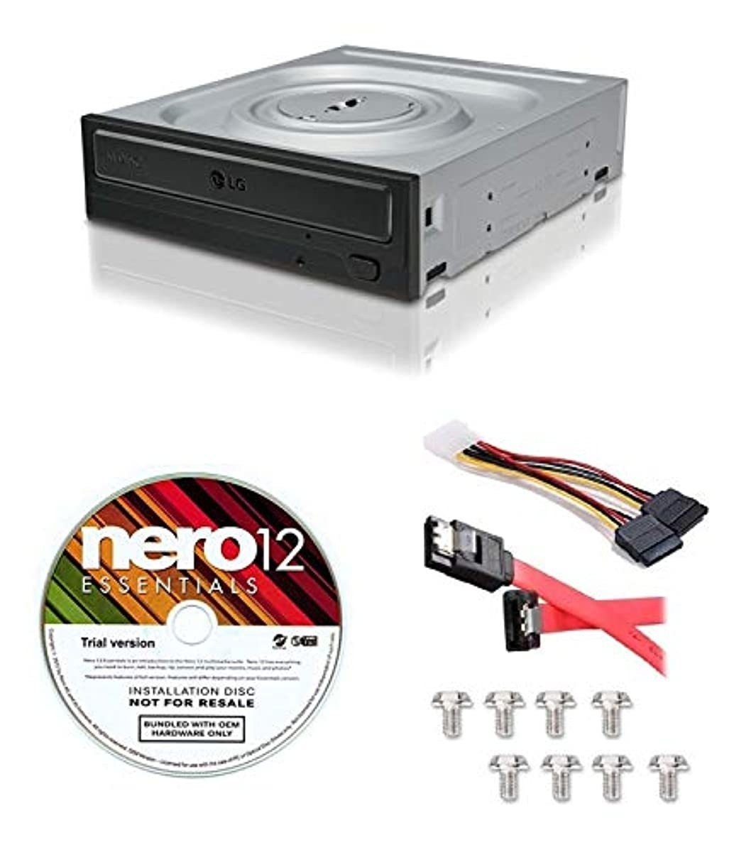 LG Internal 24x Super Multi with M-DISC Support DVD Burner (GH24NSC0B) Bundle with Nero 12 Essentials Burning Software + Cable Kit