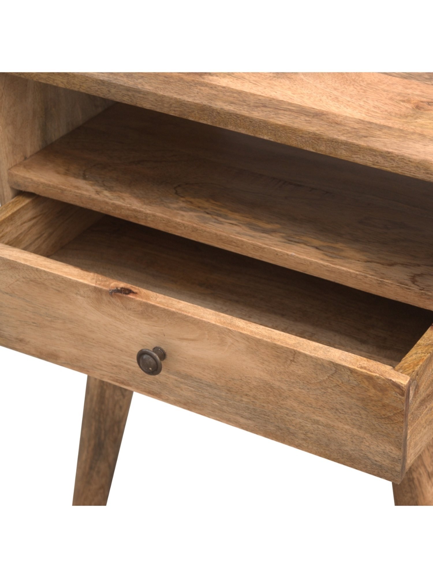 Artisan Furniture Solid Brown Mango Wood Open Slot Side Table