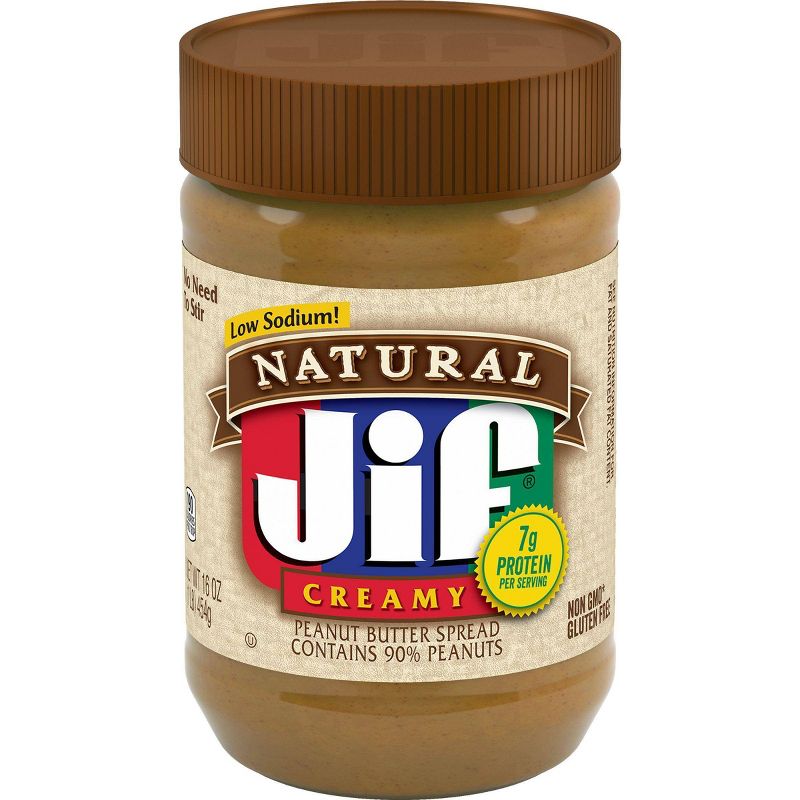 Jif Natural Low Sodium Creamy Peanut Butter - 16oz