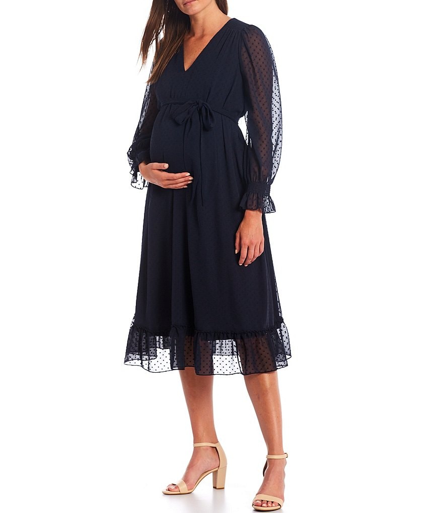 Alex Marie Maternity Delia V-Neck Long Sleeve Dress