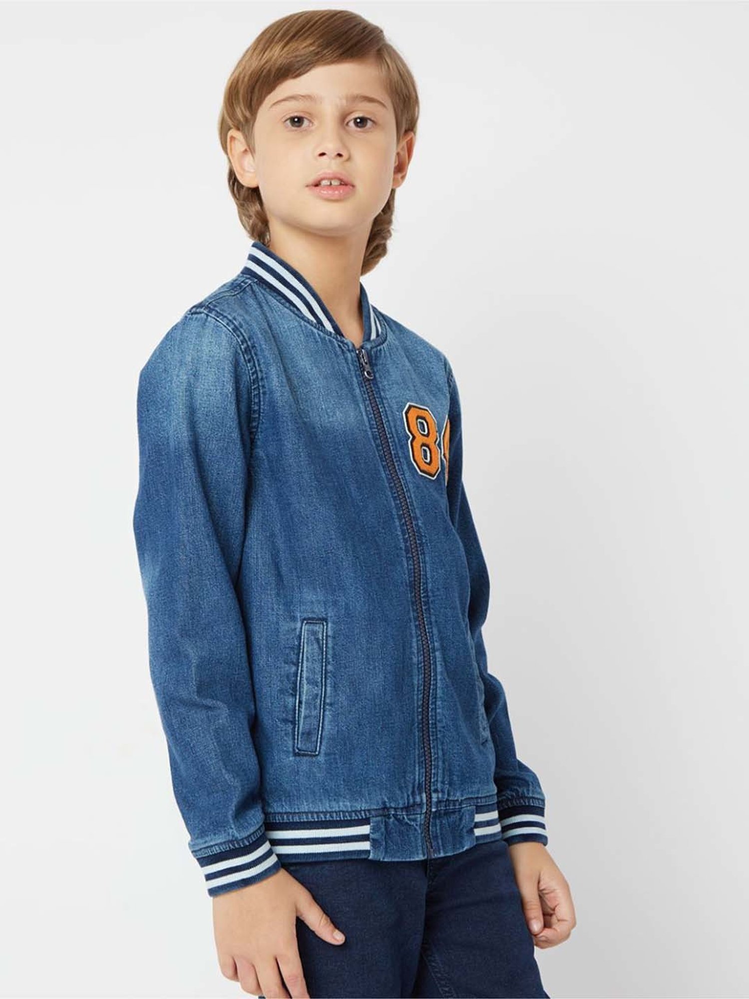 Allen Solly Junior Navy & Green Color Block Full Sleeves Jacket