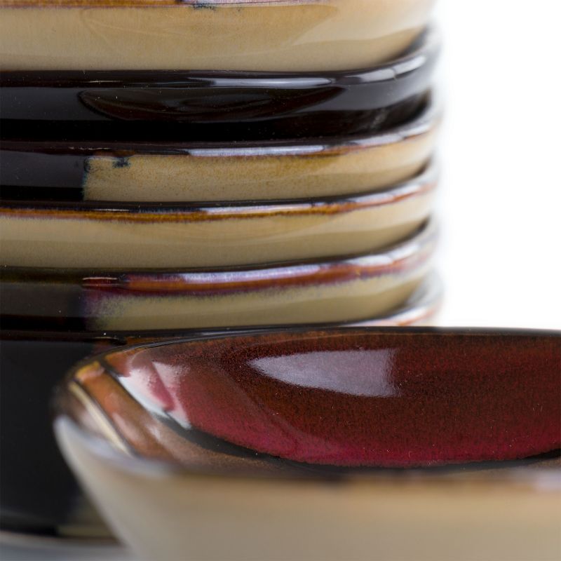 Gibson Elite Matrice 8 Piece 4.5 Inch Stoneware Fruit Bowl Set in Red