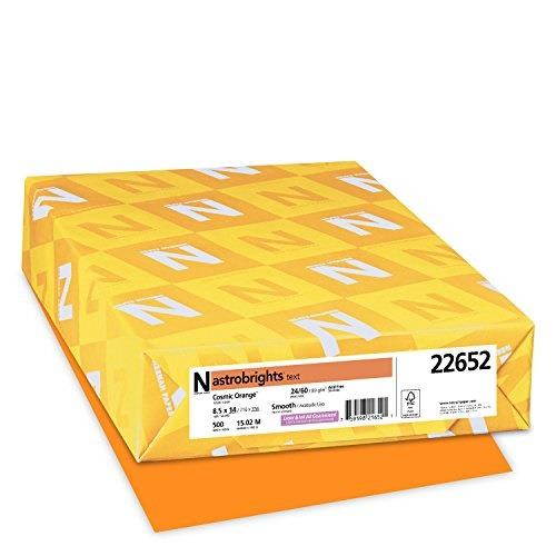 wausau astrobrights heavy duty paper, 24 lb, 8.5 x 14 inches, cosmic orange, 500 sheets 22652