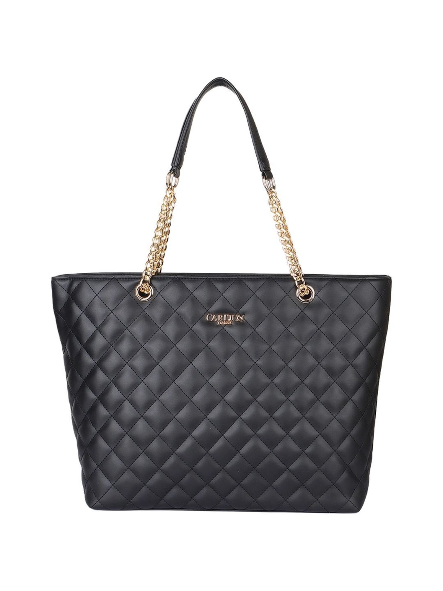 Carlton London Black Quilted Medium Shoulder Handbag