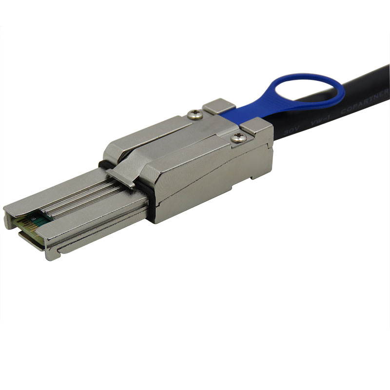 CableDeconn SFF-8088 TO 4 SATA 7Pin Mini SAS 26P TO 4SATA cable with latch Black Cable 2m