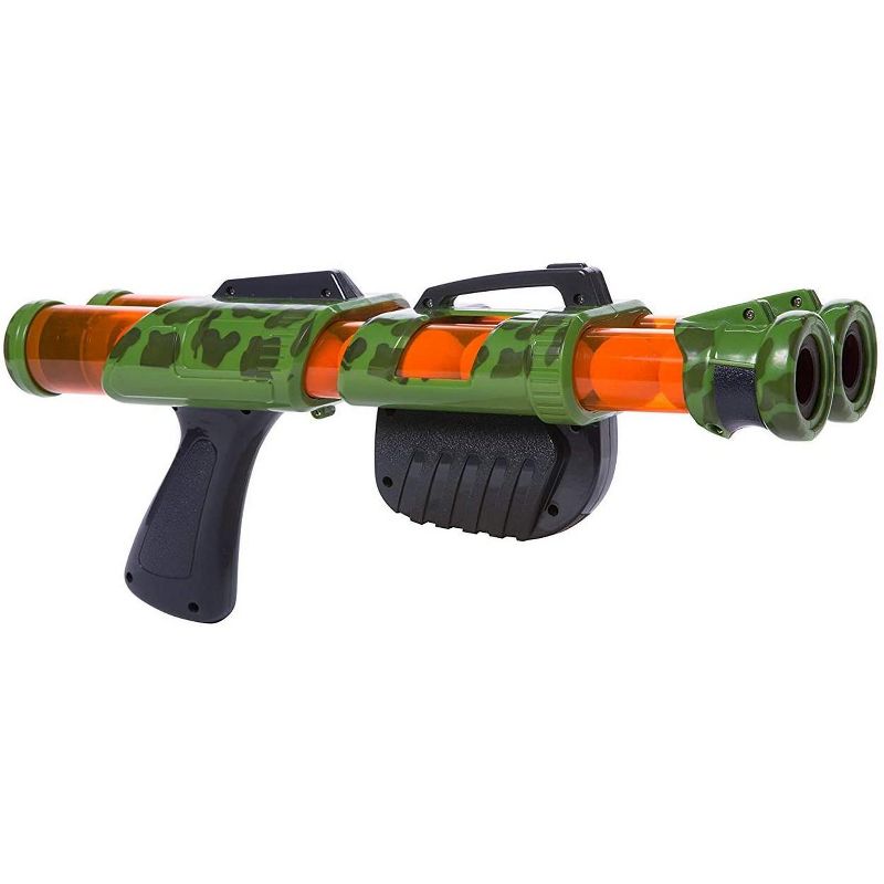 Hog Wild Camo Power Popper Double Barrel Toy, Shoots Foam Balls!