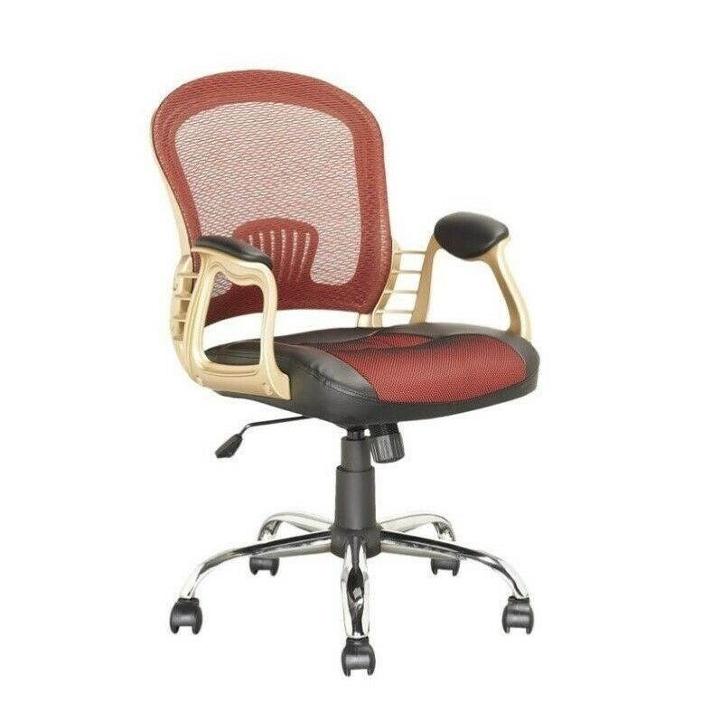 CorLiving Workspace Faux Leather Swivel Office Chair in Black and Red