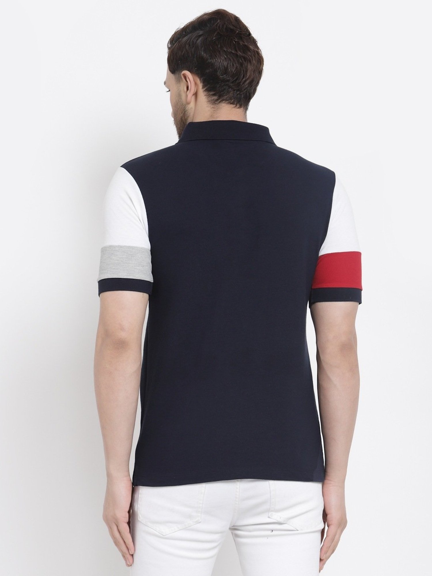 Kalt Multicolor Cotton Regular Fit Colour Block Polo T-Shirt