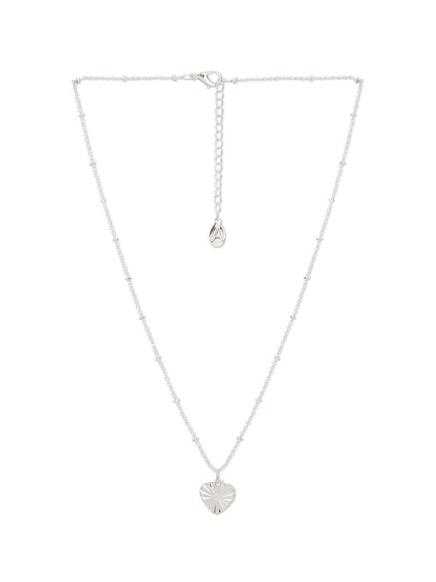 Accessorize London Women's Silver Textured Heart Pendant Necklace