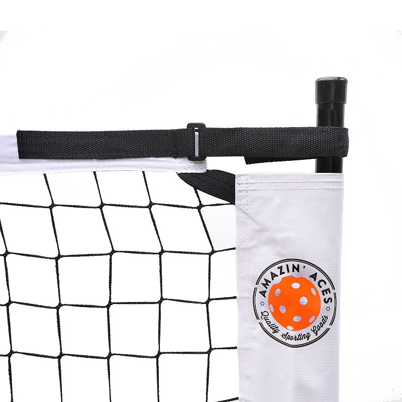 Amazin' Aces Portable Regulation Size Pickleball Net with Easy-Snap Metal Frame, Tension Strap, and Carry Bag