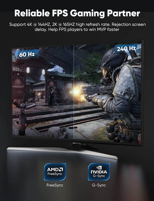 8k DisplayPort Cable 1.4 Capshi 3ft Nylon Braided DP Cable (8K@60Hz4K@144Hz 1080P@240Hz) Ultra High Speed DisplayPort to DisplayPort Cable 32.4Gbps and HBR3 for PC Laptop HDTV-Grey