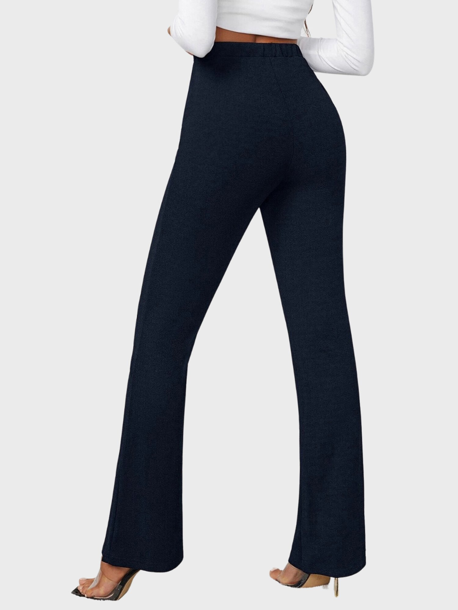 BUYNEWTREND Navy High Rise Trousers
