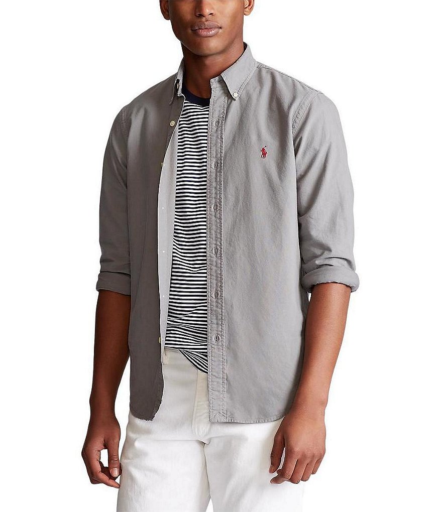 Polo Ralph Lauren Big & Tall Solid Garment-Dye Oxford Long-Sleeve Woven Shirt