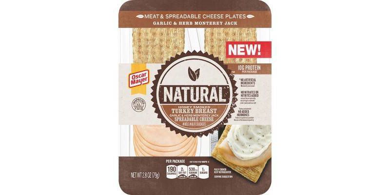 Oscar Mayer Natural Honey Smoked Turkey Breast with Garlic & Herb Spreadable Cheese Snack Plate - 2.8oz