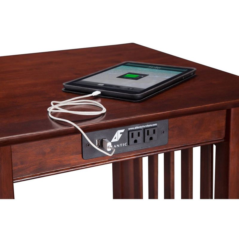 Printer Stand Classic Mission USB Charger Walnut - Atlantic Furniture