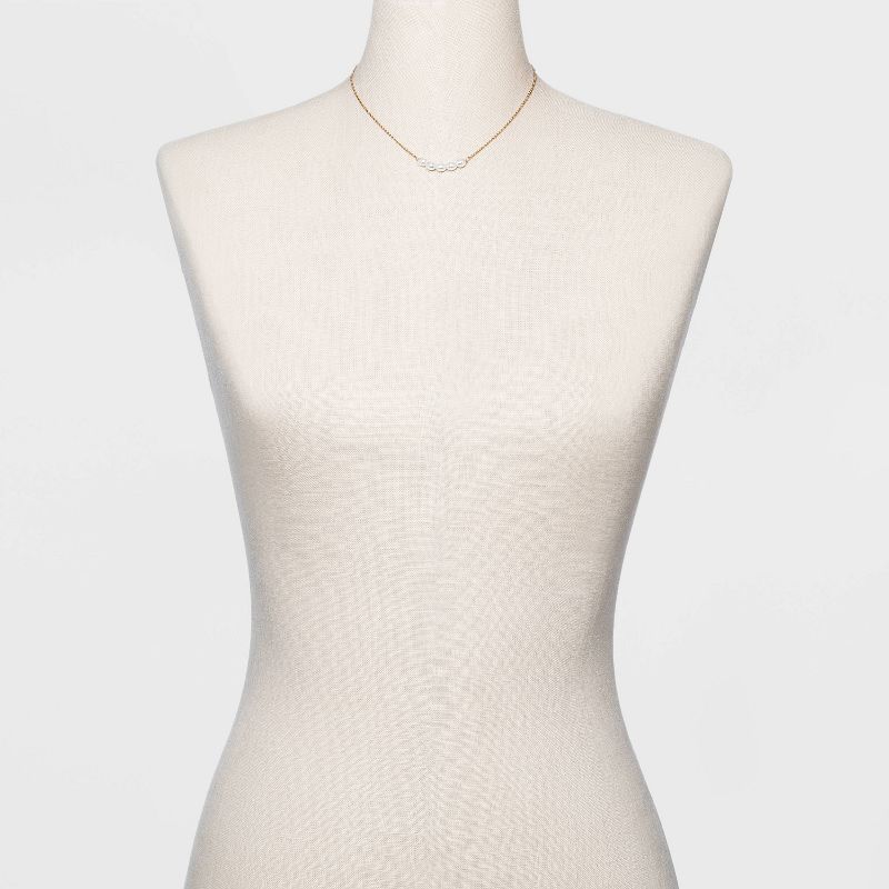 Delicate Glass Pearl Necklace - A New Day™ Gold