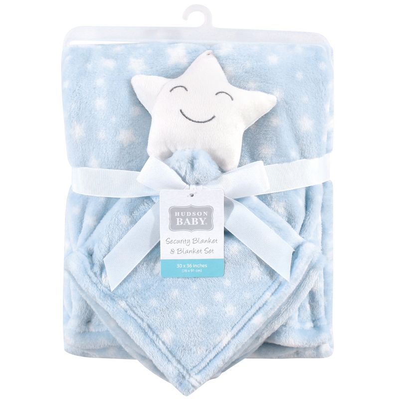 Hudson Baby Infant Boy Plush Blanket with Security Blanket, Boy Gray Fox, One Size