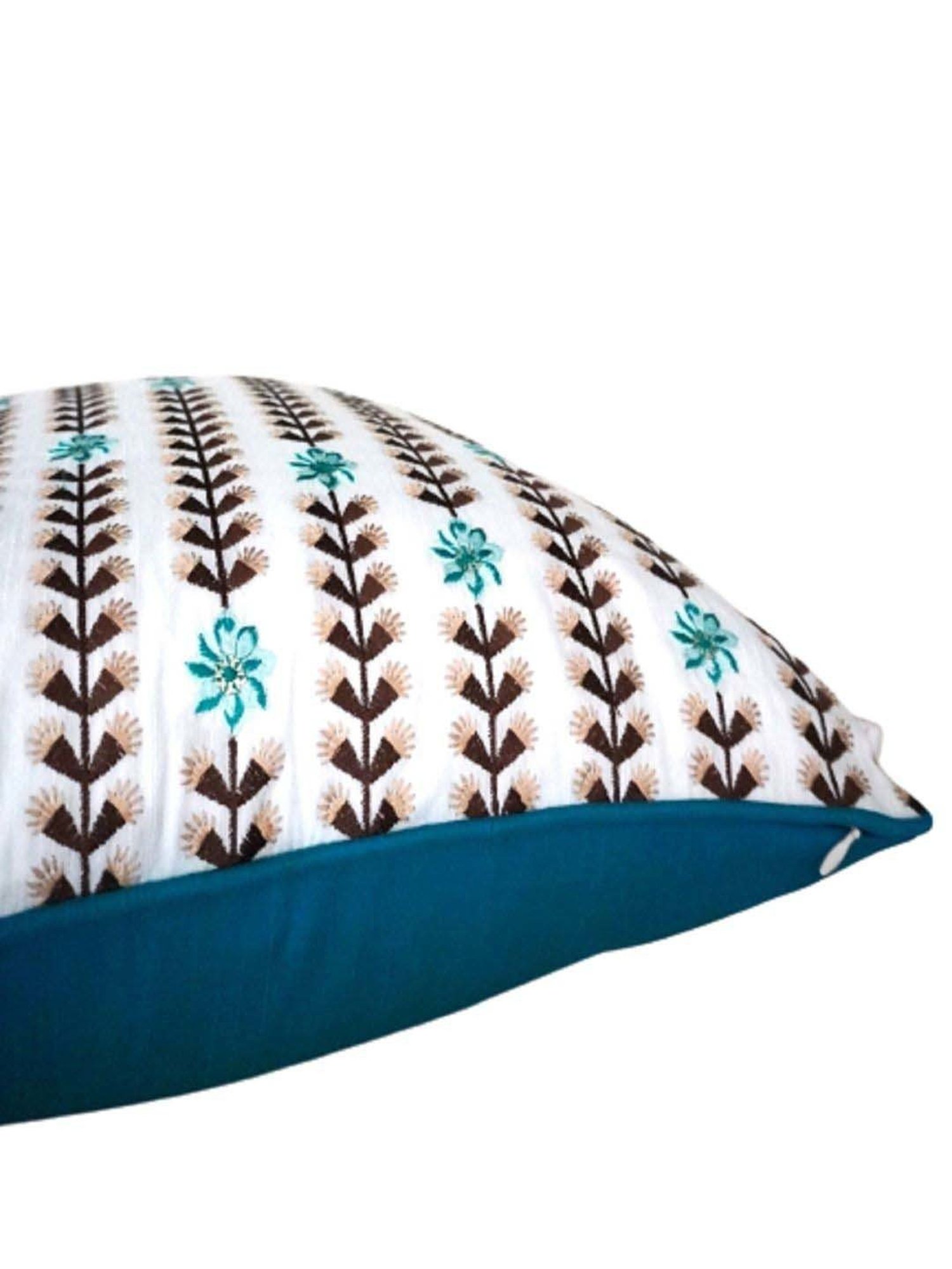 TARA Sparkling Homes Floral Vines Blue & White Cotton Cushion Cover - Set of 4