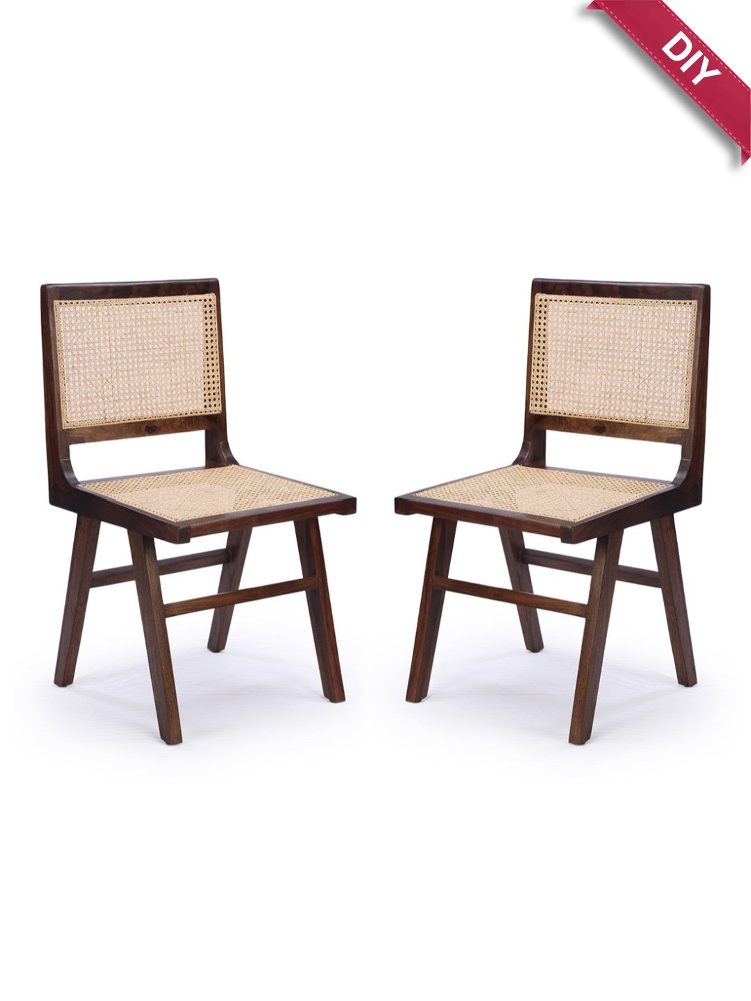 ExclusiveLane Finesse Cream Sheesham Wood Handcrafted Dining Chairs - Set of 2 Walnut Finish