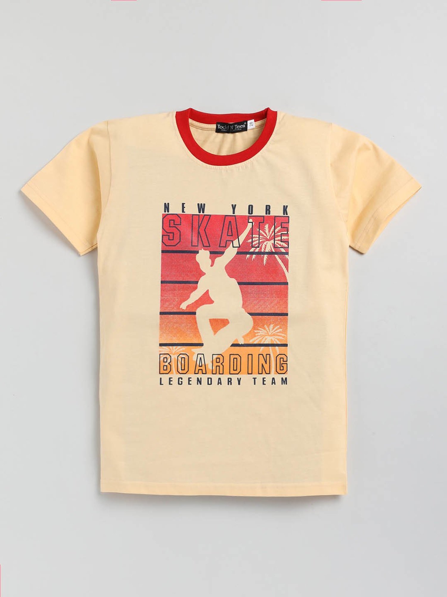 Todd N Teen Kids Beige & Red Printed T-Shirt with Trackpants