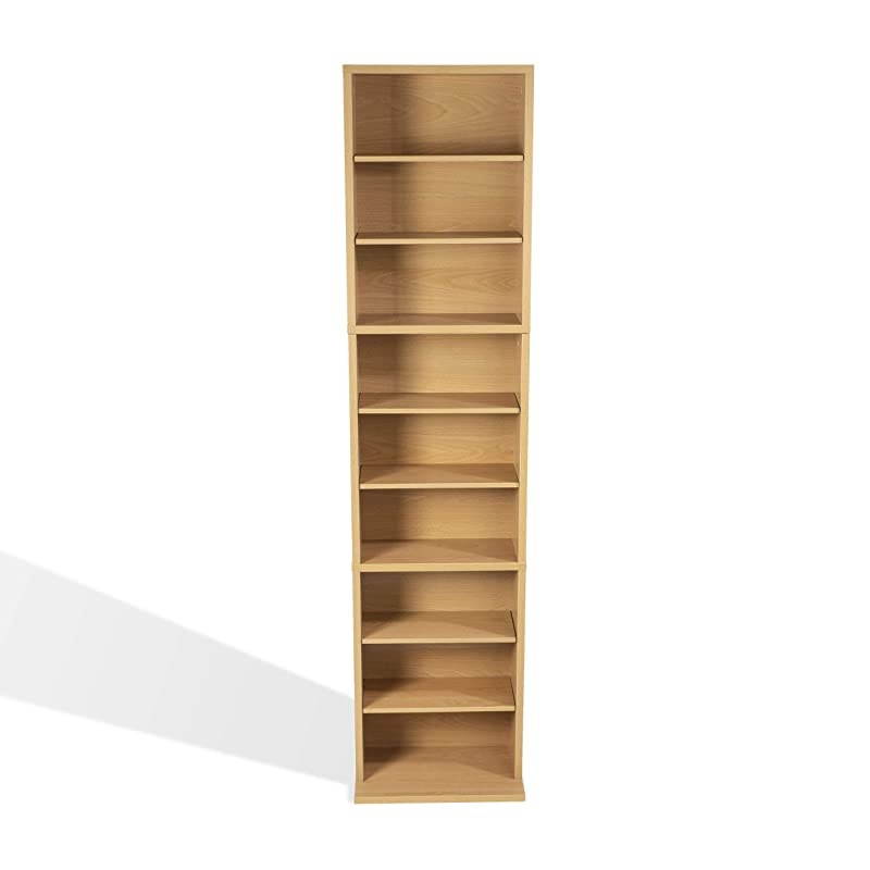 Summit Adjustable Media Cabinet Holds 261 CDs 114 DVDs or 132 BluRays 6 Adjustable and 3 Fixed Shelves PN74735728 in Maple