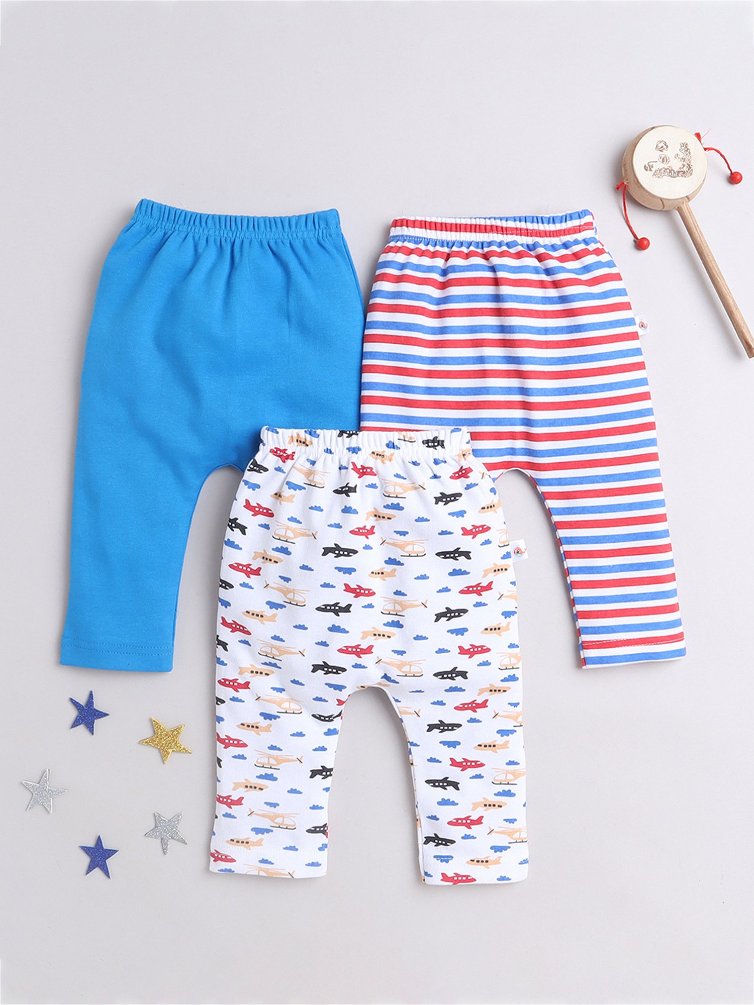 Bumzee Kids Multicolor Printed Pants (Pack Of 3)