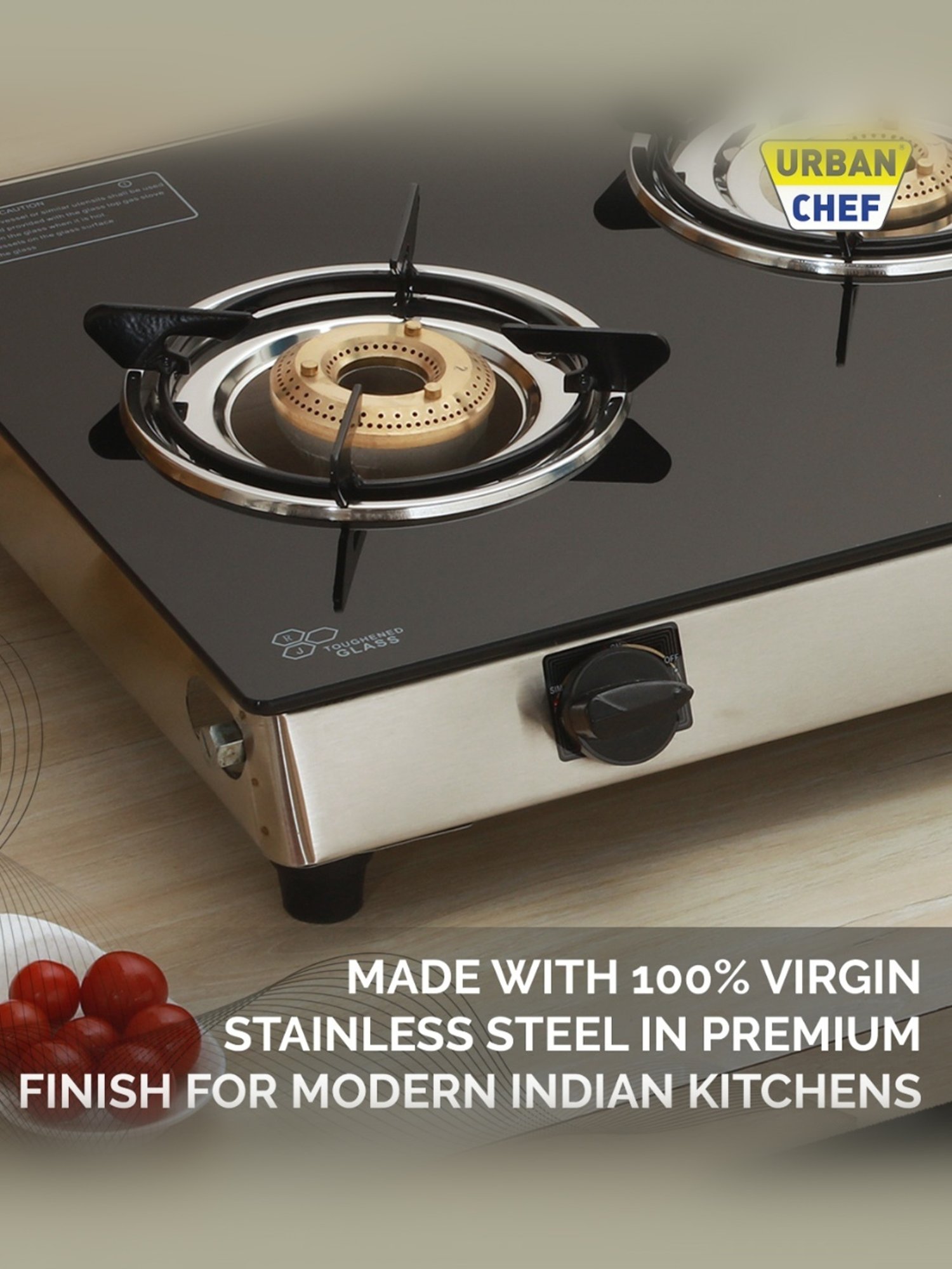 Urban Chef Gas Stove with 3 Burners ( Black )