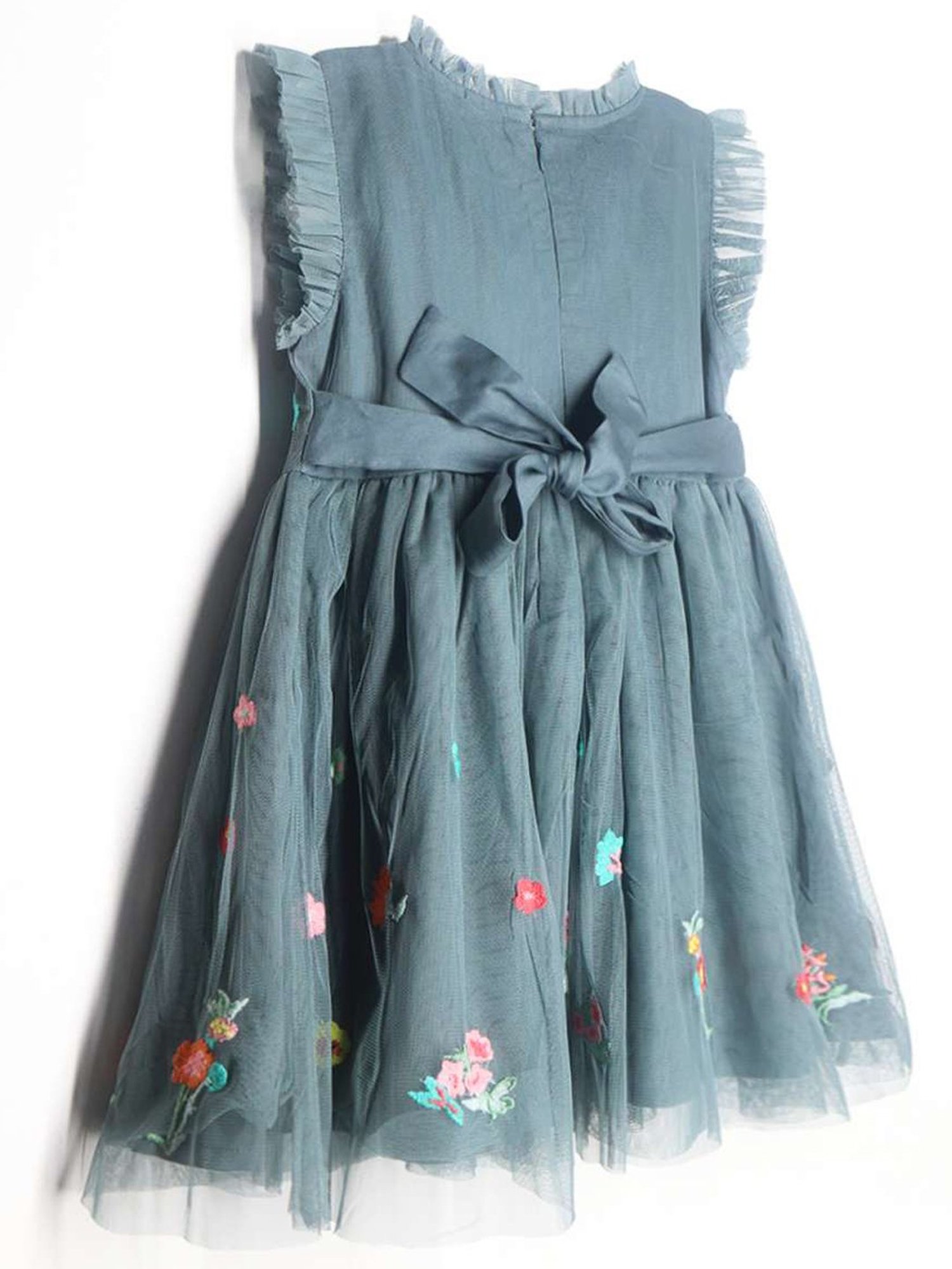 Cherry Crumble By Nitt Hyman Kids Grey Embroidered Dress