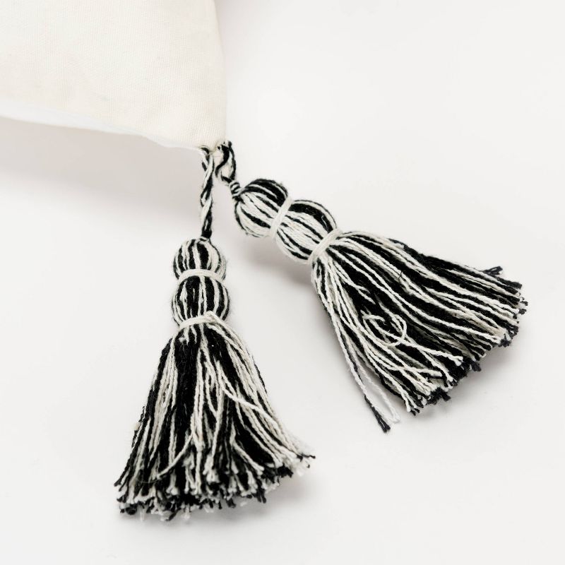 14"x26" Oversized Poly-Filled Abstract Lumbar Throw Pillow Black/White - Rizzy Home