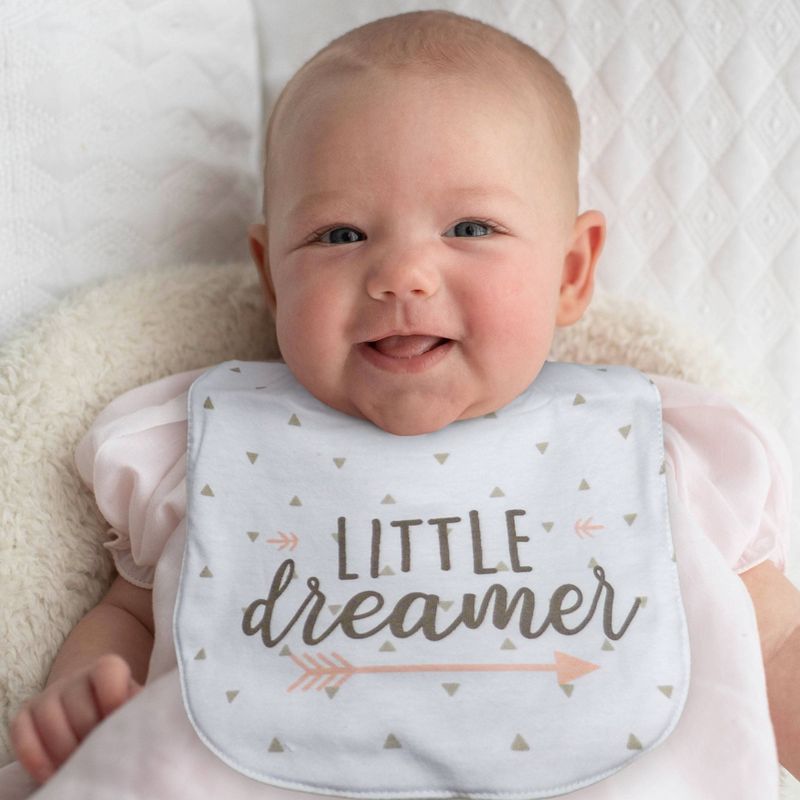 Neat Solutions Girl Aspirational Sayings Printed Water-Resistant Lined Infant Bib Set - 5pk