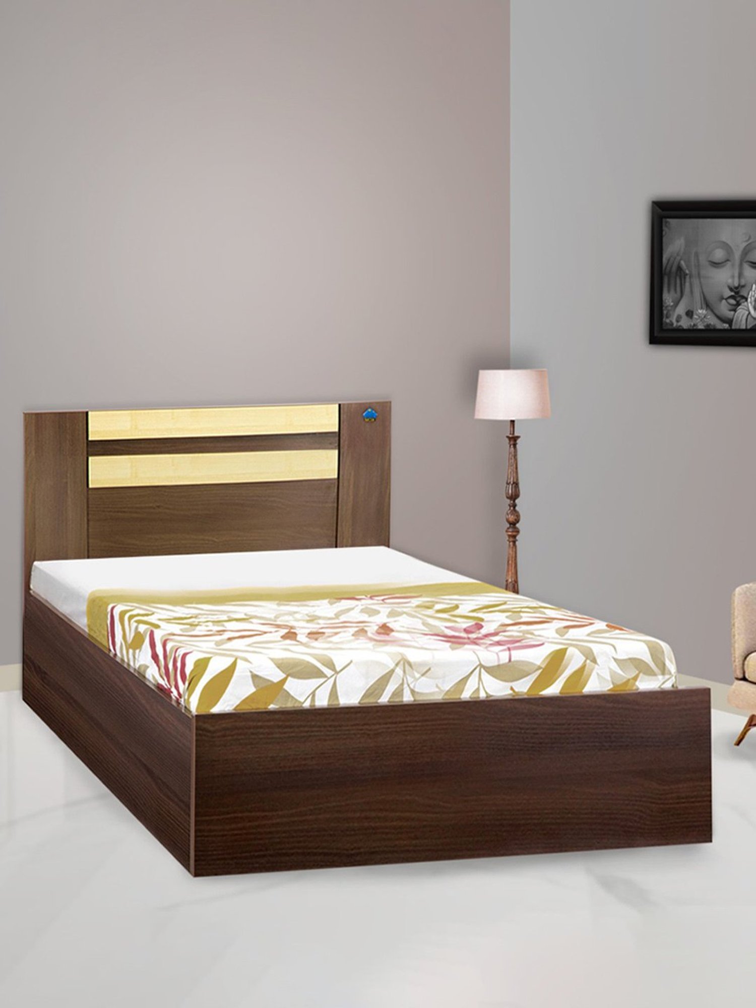 Delite Kom Woody Acacia Dark Engineered Wood Single Box Bed