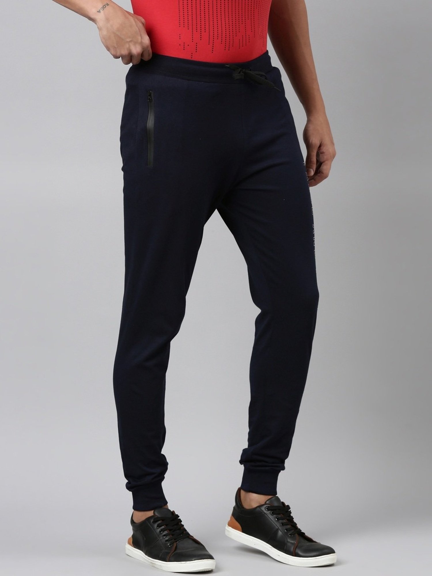 Dixcy Scott Maximus Blue Cotton Regular Fit Printed Sports Joggers