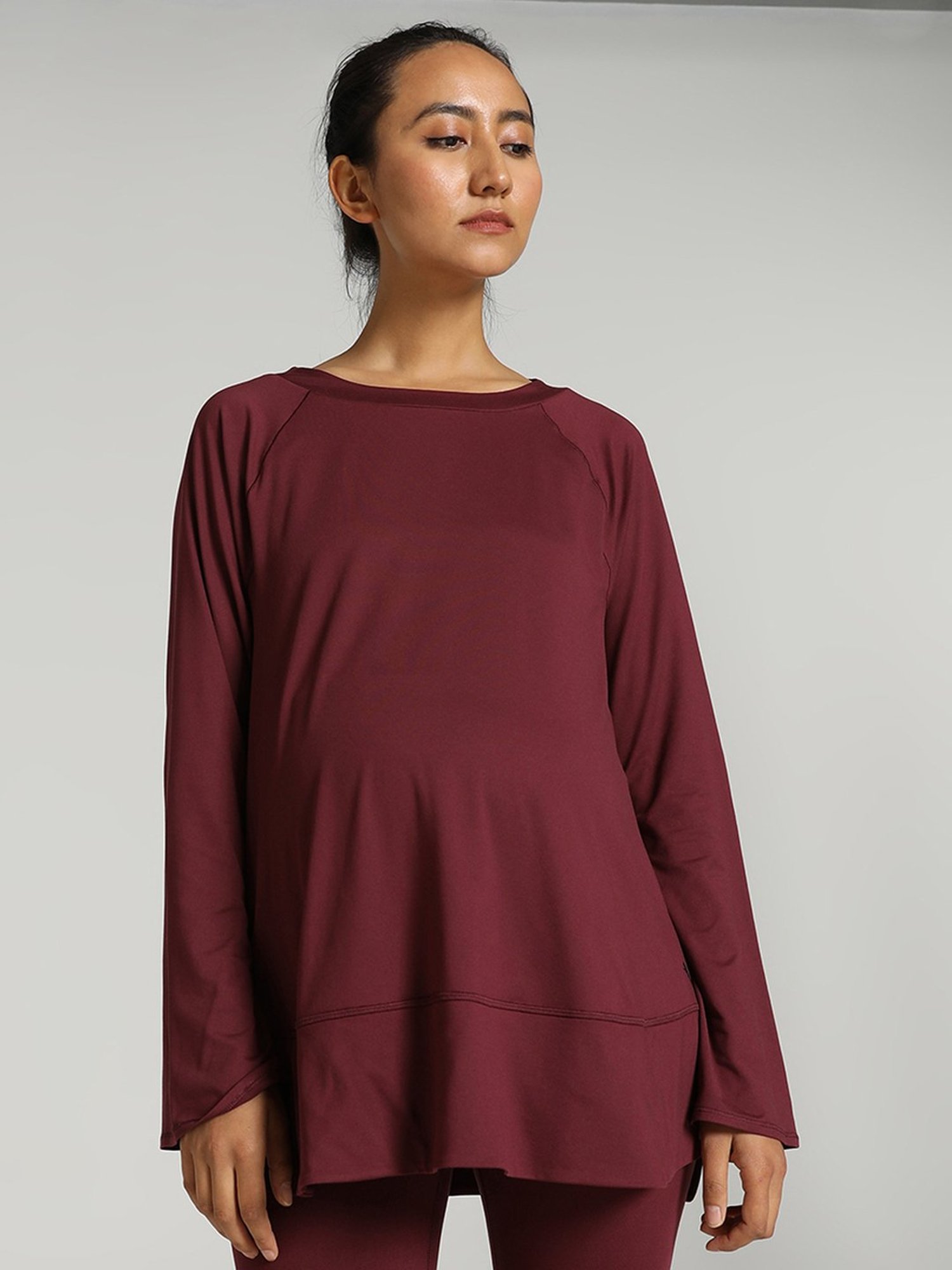 Puma Maroon Maternity Yoga T-Shirt