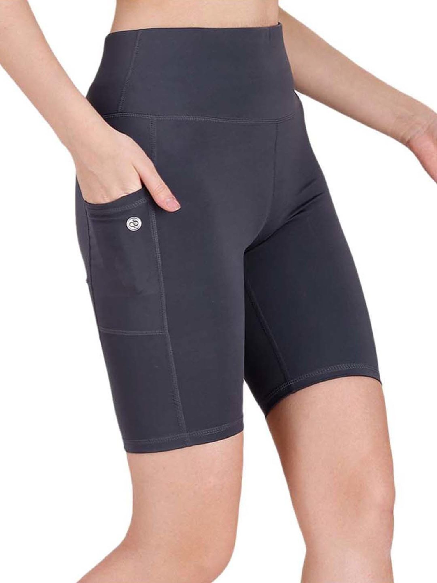 Soie Grey High Rise Sports Shorts