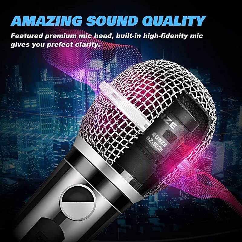 Dynamic Wired Microphone, Professional Handheld Vocal Mic with 13ft 6.35mm XLR Audio Cable Compatible with Karaoke Machine/Speaker/Amp/Mixer for Singing, Speech, Wedding, Stage