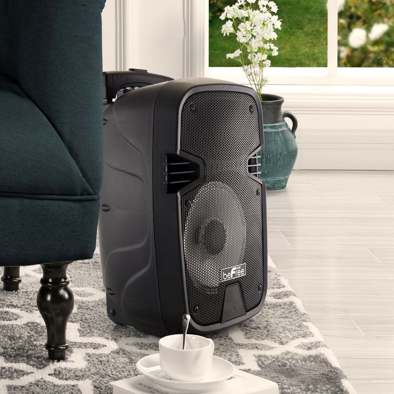 beFree Sound 8 Inch 400 Watts Bluetooth Portable Party Speaker with USB, SD Input and Reactive Lights